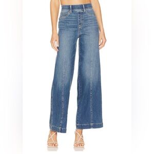 Spanx Wide Leg Jeans Womens Size Medium Blue Vintage Indigo Wash Stretch Denim